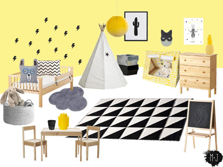 chambre mois avril jaune noir 900