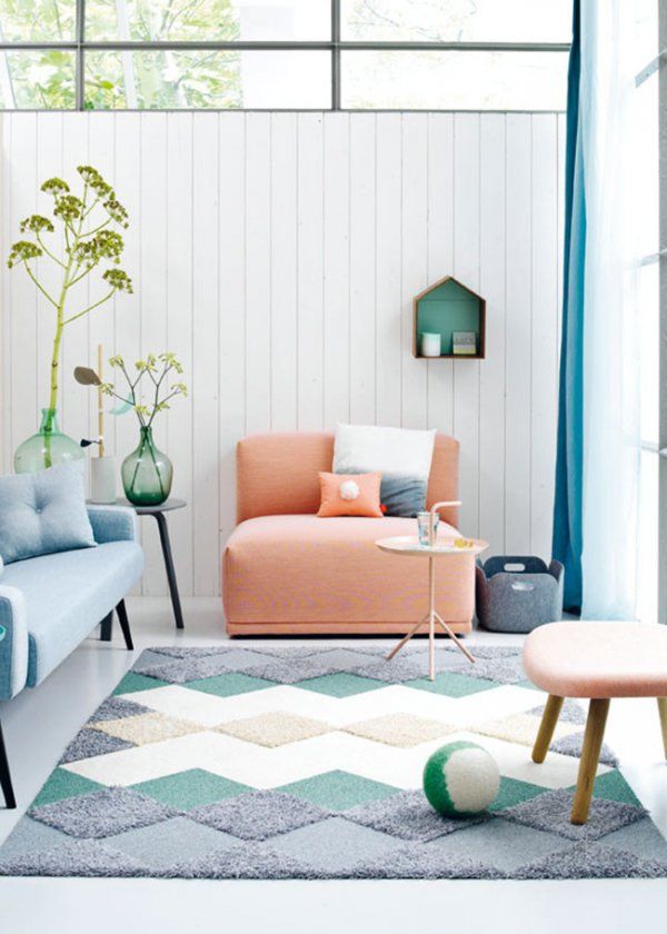 salon pastel et plantes